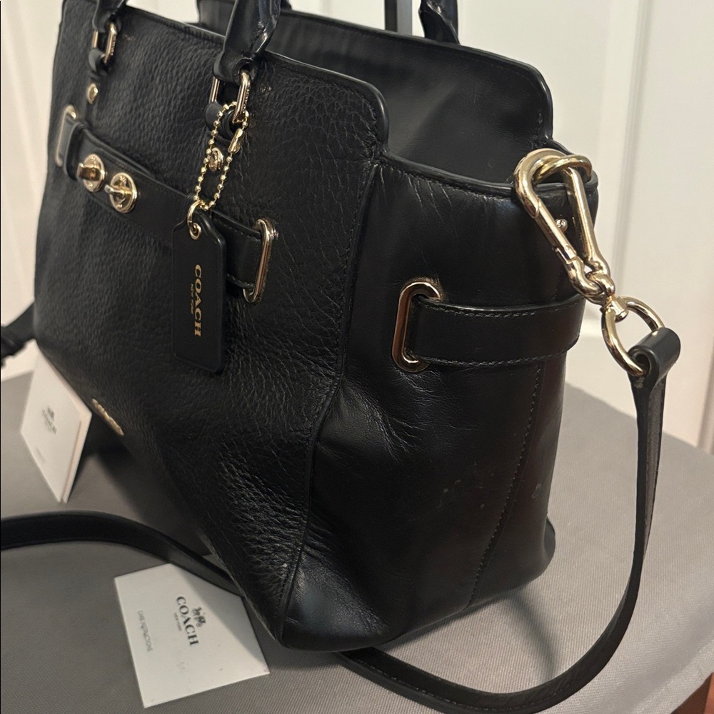 COACH Blake Pebbled Leather Large Carry All Tote Crossbody Bag - Picture 6 of 12